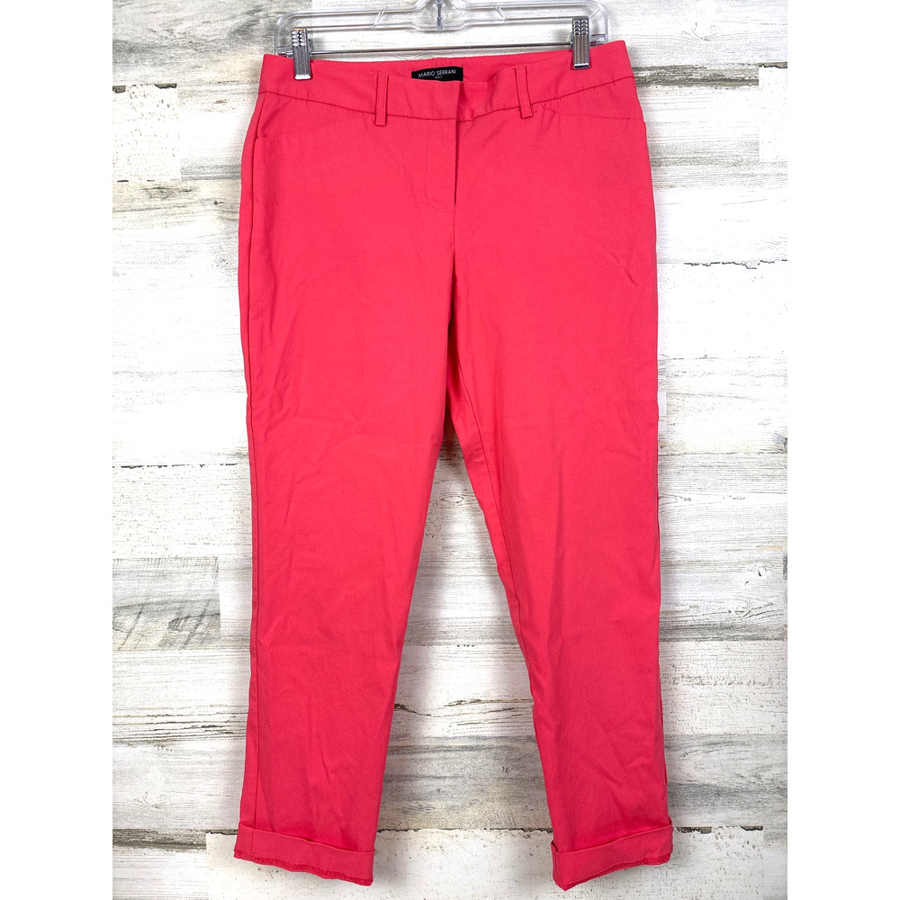 Mario Serrani Womens 6 Pink Slim Tapered Stretch Ankle Pants Italian NEW Luxe